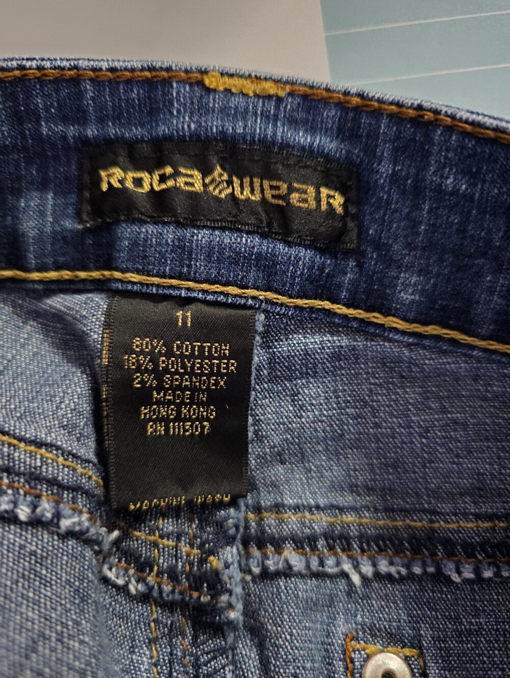 Rocawear Y2K Junior's Size 11 Bootcut Blue Denim Jeans R Logo Pockets Stretch - Picture 16 of 16
